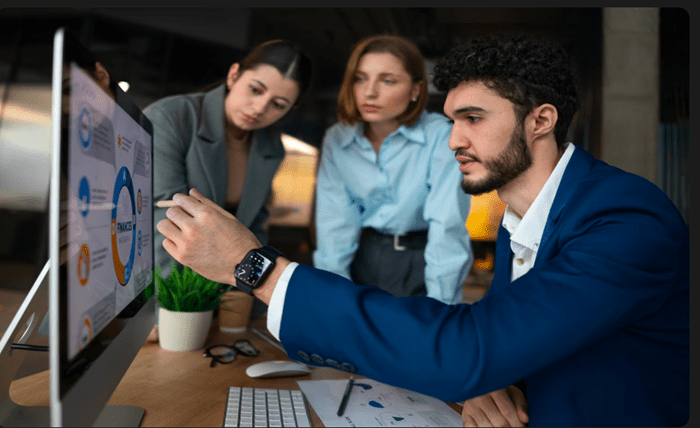 Time-tracking software dashboard showing productivity analytics; Visualizing remote workforce management efficiency
